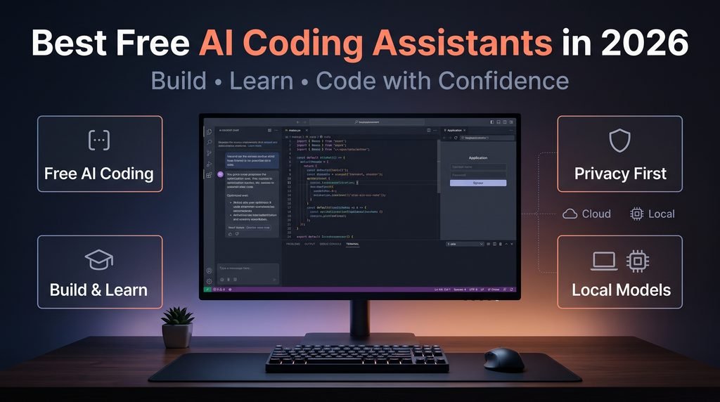 Best free AI coding assistants in 2026 for beginners, application development, secure coding, and offline AI workflows