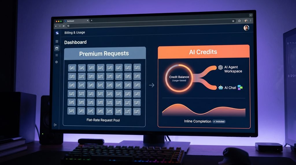 GitHub Copilot billing change from premium requests to AI credits in 2026