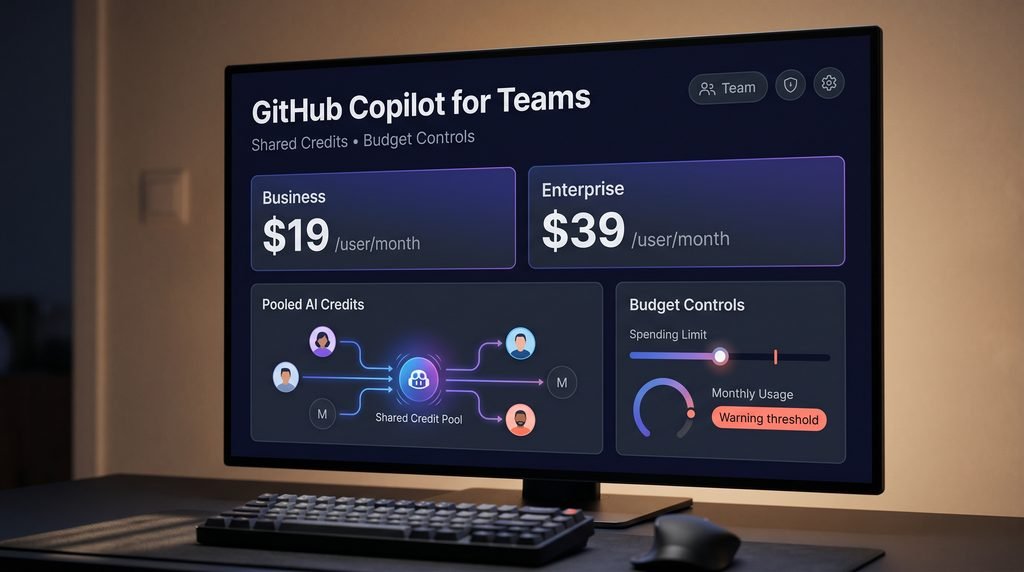 GitHub Copilot Business and Enterprise pricing with shared AI credits and team budget controls