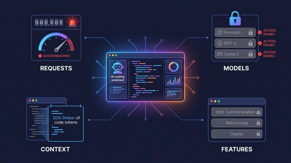 Common free coding assistant limits for users
